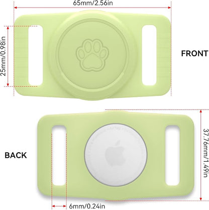 GOCII for Airtag Dog Collar Holder 2 Pack,Waterproof Dog Collar Holder for Apple AirTag(Gen 1 & 2),Silicone Air Tags Case for Dog Collars(Glow Green)