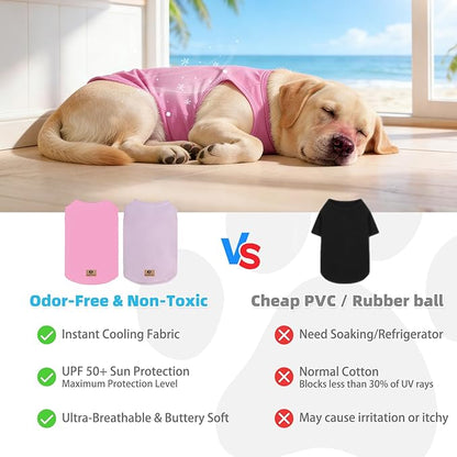 KOOLTAIL Dog Clothes for Large Dogs Boys Girls, 2 Pack Cotton Comfortable Dog T Shirts Coats for Outdoor, UV & Insect Protection Anti-Hair Loss & Lightweight Pet Vest Tank Tops Apparel,Pink&Purple,M