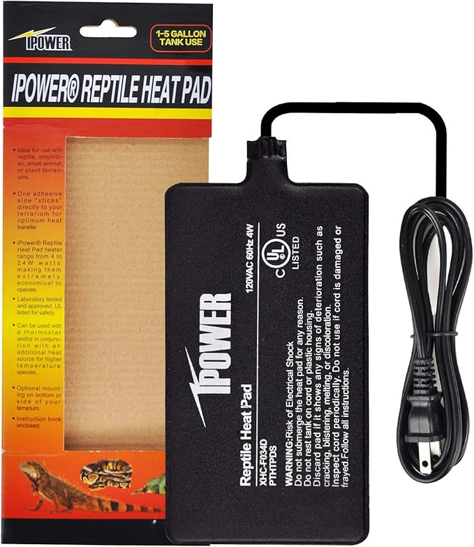 iPower 4 by 7-Inch Reptile Heating Pad Under Tank Terrarium Heater Warmer Heat Mat for Small Animals
