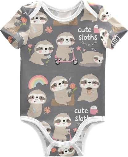 Bright Emotions Raccoons Baby Short Sleeve Bodysuits Romper Unisex Infant Outfit Wrapping Clothes for Boy Girl kids 3M