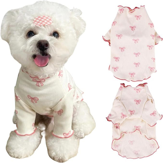 Small Dog Clothes Extra Small Dogs Spring Summer Dress Cute Soft and Breathable Outfits for Female Chihuahua Shih Tzu Yorkshire Puppy Cats (Pink, X-Small)