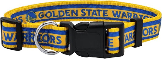 New & Improved Pets First NBA PET Collar Golden State Warriors Dog Collar, Size Large Basketball Team Collar for Dogs & Cats. A Shiny & Colorful Dog & Cat Collar Licensed by The NBA
