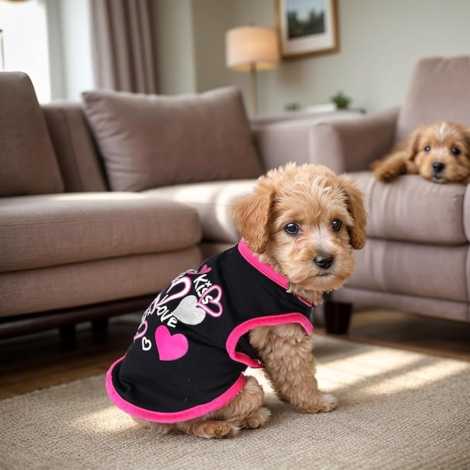 Pistha 4 Pack Dog Shirts Summer Printed Puppy Clothes Cute Sleeveless Pet T Shirts Dog Clothes for Small Medium Dogs Cats Girl(XL)
