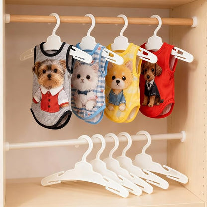 54 Pcs Dog Clothes Hangers 7 Inch White Plastic Pet Clothes Hanger with Anti-Slip, Pet Clothes Hangers Suitable for Dog, Cat Clothes, Small Pet Clothes, Pet Wardrobe Organization Hangers