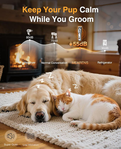 Dog Clippers for Grooming, Dog Grooming Kit for Heavy Thick Hair, Low Noise Cordless Pet Hair Trimmer with Stainless Steel Blade, Professional Rechargeable Hair Trimmer for Dogs and Cats New