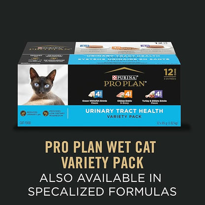 Purina Pro Plan Gravy,High Protein Wet Cat Food Variety Pack,Complete Essentials Chicken and Turkey Favorites - 3 oz. Cans,(Pack of 48)
