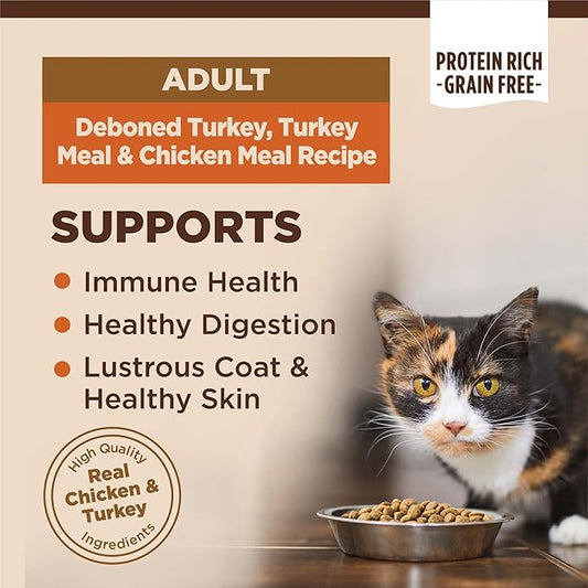 Wellness CORE Adult Dry Cat Food, Natural, Grain Free Kibble, Turkey and Chicken Recipe, 5 lb Bag