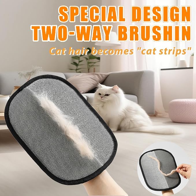 Magic Brush Pet Hair Remover Glove,Upgraded 5-Finger Electrostatic Pet Hair Removal Gloves for Couch, Carpet, Car Seat, Bedding, Furniture, Laundry,Reusable Animal Fur Removal Tool (Black-2PCS)