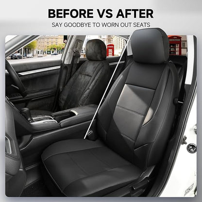 GIANT PANDA Front Seat Covers for Subaru Outback Forester Crosstrek Legacy Impreza, Faux Leather Bucket Seat Cover Fit Subaru Seat Protectors (Black) 2-Pack