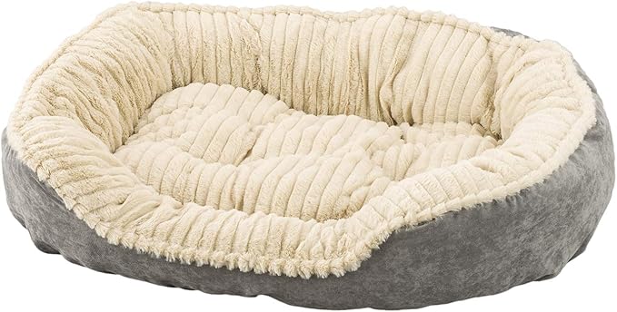 SPOT Sleep Zone Carved Plush, Faux Suede Lounger, Cuddler, Napper Dog Bed - Fabric Bottom - 26X21 Inches/Grey/Attractive, Durable, Comfortable, Washable. by Ethical Pets (32927)