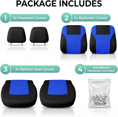 FH Group Automotive Car Seat Covers Front Set Premium 3D Air Mesh Front Seat Covers, Airbag Compatible Universal Fit Interior Accessories for Cars Trucks and SUVs - Blue