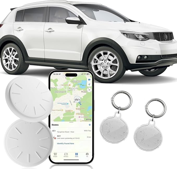 Car GPS Tracking Device for Vehicles,Cars etc,2PCS Real Time Mini Hidden Car GPS Tracker for Vehicles with Waterproof Case, Vehicles Tracker Works with Find My (iOS Only), No Monthly Fee
