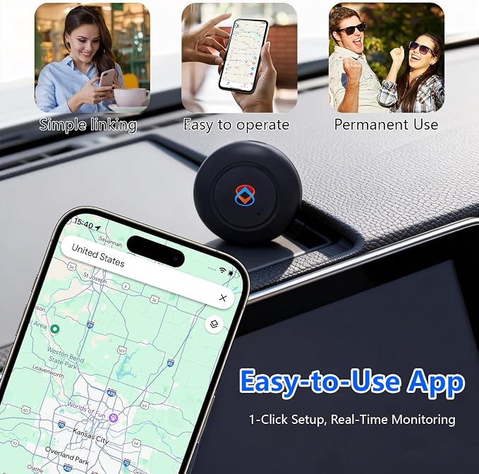 GPS Tracker for Vehicles, Cars, Motorcycles & Fleet - Real-Time Portable Magnetic Tracking Device, No Monthly Fee No Subscription, Global Coverage Location Tracker for Car Kids, Elderly, Pets & Assets