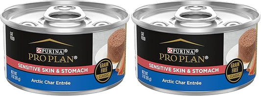 Purina Pro Plan Sensitive Skin and Stomach Cat Food Wet Pate, Sensitive Skin and Stomach Arctic Char Entree - 3 oz. Pull-Top Cans, (Pack of 48)