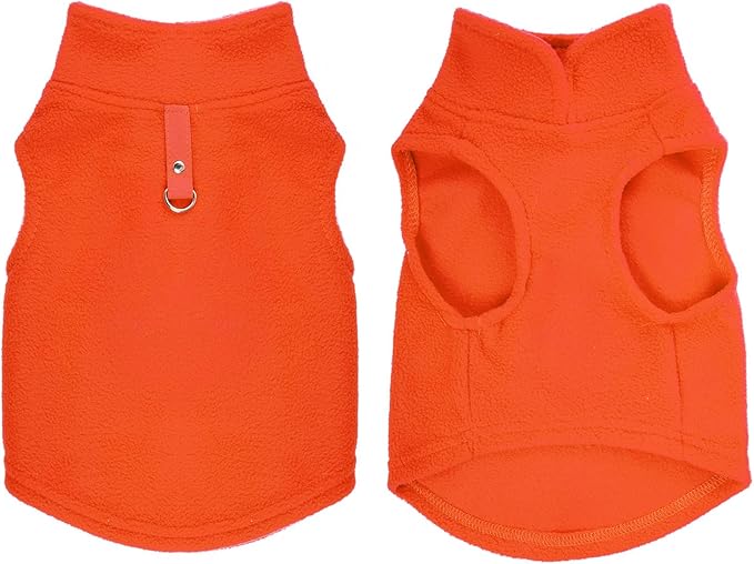 Rbenxia 4 Piece of Rose Red Dog Sweater with Leash Ring Soft Fleece Vest Dog Pullover Warm Jacket Pet Dogs Clothes Winter Dogs Outfits for Small Puppy Cat Pets (Rose Red+Orange+Blue+Purple, Large)
