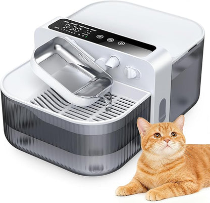 Wireless Cat Water Fountain with No Filters, 180-Day Battery & Precision Flow Control,3.5L Smart Pet Water Dispenser with Wastewater Separation & Custom Scheduling for Cats & Dogs, White
