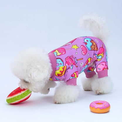 XPUDAC 4 Pieces Dog Pajamas for Small Dogs Boy Girl Soft Stretchy Pjs Onesies Puppy Clothes for Dog Cat Pet Outfits, M