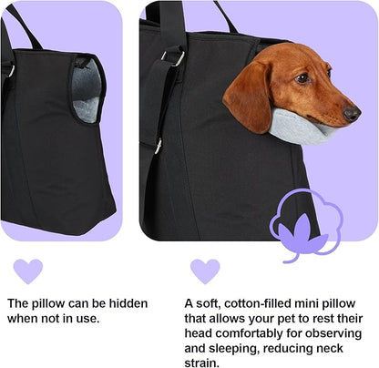 Ownpets Large Dog Purse Carrier, Carrier with Pockets for Medium Puppies for Travel Vet Shopping, Fits 18-20 lbs, Cat and Dog Tote Bag, Women's Hands-Free Pet Carrier Bag, (Black)