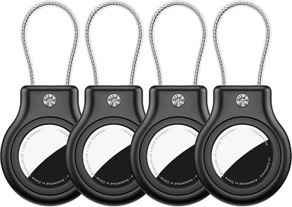 4 Pack Waterproof AirTag Holder for AirTag 1st & 2nd Generation,AirTag Keychain with Secure Lock,AirTags Case Cover for Apple AirTag Accessories for GPS Item Finder Tracker Luggage, Bag,Key,Pet,Black