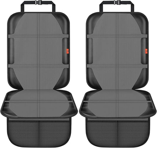 XHYANG Car Seat Protector,2 Pack Automotive Seat Protectors Baby Carseat Pad Waterproof & Durable 600D Fabric for Child Baby Car Seat Mat Vehicle Pet Cover 2 Storage Pockets (2 Pack Gray)