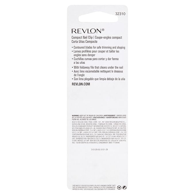 Revlon Compact Nail Clipper | Silver | Pack of 2