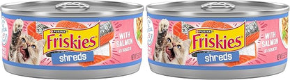 Friskies Purina Shreds with Salmon in Sauce Wet Cat Food - (Pack of 48) 5.5 oz. Cans