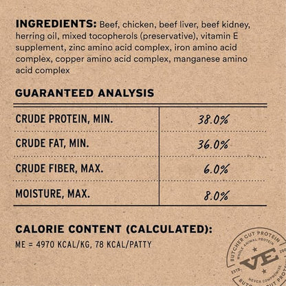 Vital Essentials Freeze Dried Cat Food, Raw Beef & Chicken Mini Patties | Complete Meal or Topper | Easy to Portion and Rehydrate | High Protein, Grain Free Dry Cat Food | 8 oz Bag