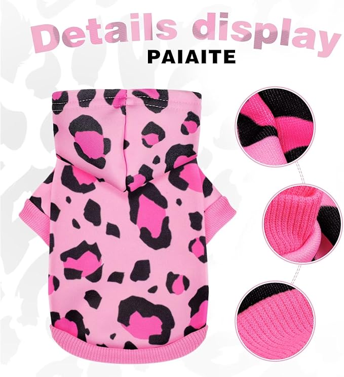 Cozy Pink Leopard Dog Hoodie – Cute and Warm Winter Sweatshirt with Hood, Soft Pet Coat for Small, Medium, and Large Dogs, Stylish and Comfortable Outfit for Cold Weather Walks.Pink XL