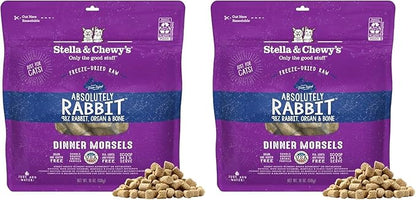 Stella & Chewy's Freeze-Dried Raw Cat Dinner Morsels - Premium Rabbit Recipe with 98% Responsibly-Sourced Meat & Organs - Natural Grain-Free Cat & Kitten Food - Made in USA - 18oz (Pack of 2)