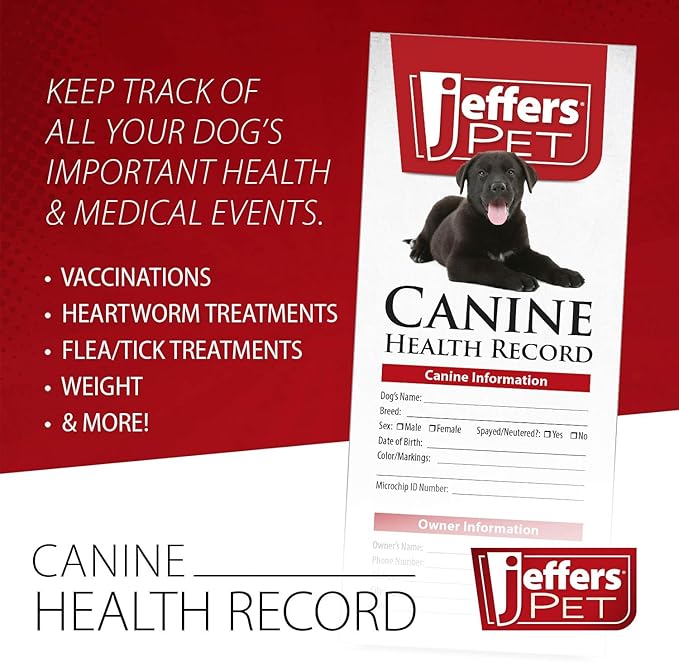 Jeffers Canine Health Records, 10 Pack - Health Tracker & Monitor Logbook for Vaccinations, Treatment and Wellness, Includes Owner Info, Veterinary Record Keeper, Dog Care Organizer