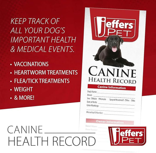 Jeffers Canine Health Records, Single Pack - Health Tracker & Monitor Logbook for Vaccinations, Treatment and Wellness, Includes Owner Info, Veterinary Record Keeper, Dog Care Organizer