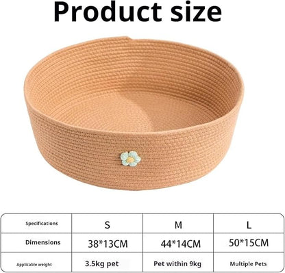 Rattan Cat Litter Pet Bed for Home Pet Supply Pet Sleeping Cat Beds,for All Seasons Cat Hammock Foldable Sleeping Nest Basket Handmade Natural Cradle Scratcher Cuddler for Kitten Cute Style.