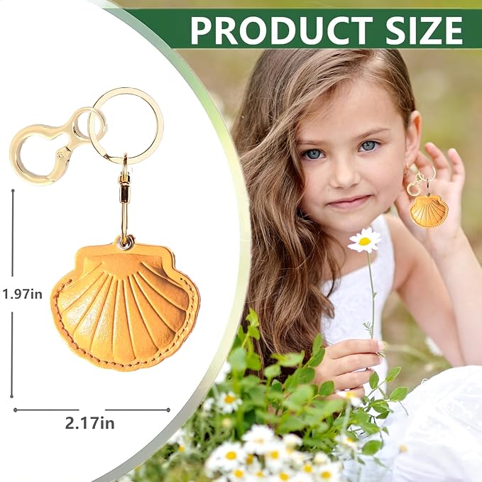 Leather Keychain Holder Case Compatible with AirTag,Cute Protective Bright Cover with Keyring,Anti-Scratch Finder GPS Tracker Case for Wallet Keys,Bag,Pets,Backpack(Yellow)