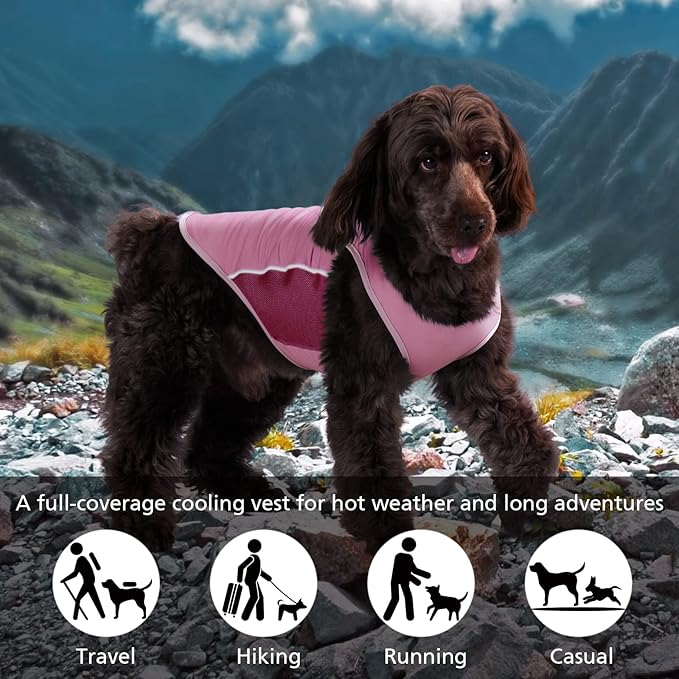 UPF 50+ Sun Protection Sleeveless Dog Shirt for Medium Dogs - Breathable Lightweight Sports Fan T-Shirt with Reflective Strips, UV Protective Apparel P23ST00503XXL