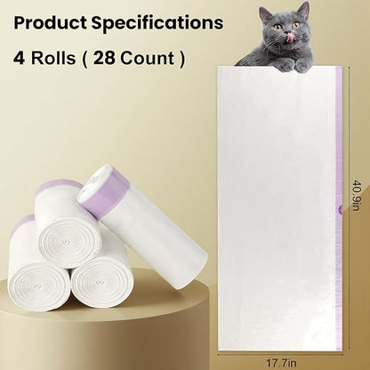 XL Litter Box Liners – Fits 24" Stainless Steel Sifting Litter Boxes for Pine Litter, Tear-Resistant, 28 Count (4 Packs), 1.4 mil
