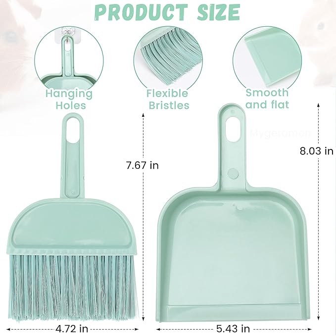 Cage Cleaner for Guinea Pigs Mini Dustpan and Brush Set for Chinchilla/Hamster/Bunny Small Animals Waste Cleaning Tool Kit