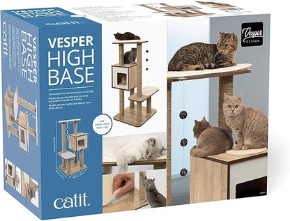 Vesper Cat Tree, High Base, Oak, 52063, 56 x 56 x 81.5 cm (22 x 22 x 32 in)