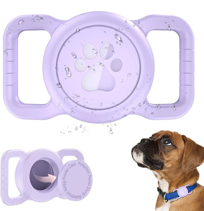 SANKALA Airtag Dog Collar Holder, Purple, 1 Pack | Silicone Full Body Covered, Anti-Lost Protective, Fits All Width Collars, for Apple AirTag(Gen 1 & 2), Signal Friendly