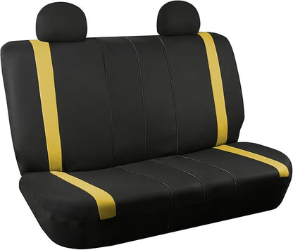 FH Group Car Seat Covers Rear Set Cloth - Car Seat Covers with Removable Headrest,Universal Fit,Automotive SeatCovers,Washable Car SeatCover for SUV,Sedan,Van Yellow
