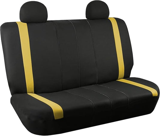FH Group Car Seat Covers Rear Set Cloth - Car Seat Covers with Removable Headrest,Universal Fit,Automotive SeatCovers,Washable Car SeatCover for SUV,Sedan,Van Yellow