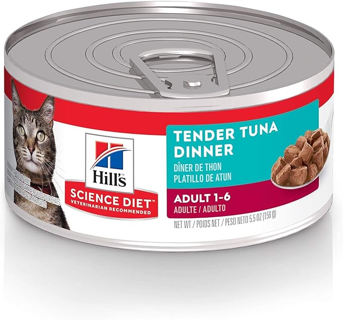 Hill's Science Diet Adult 1-6 Wet Cat Food, Tuna, 5.5 oz. Cans, 24-Pack