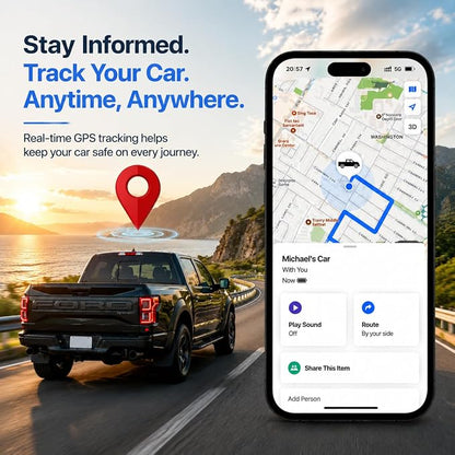 GPS Tracker for Vehicles, Car GPS Tracker Hidden with Charging Port, Real-Time Vehicle Tracking Device for Cars, Anti-Theft GPS Locator & Parking Finder, No Monthly Fee, No SIM Card, iOS Only