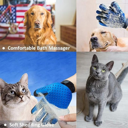 2PCS Pet Grooming Brush Set, Undercoat Deshedding Tool & Double-Sided Silicone Glove for Dogs, Cats & Horses - Gentle & Effective Loose Hair Removal, Shedding Reduction