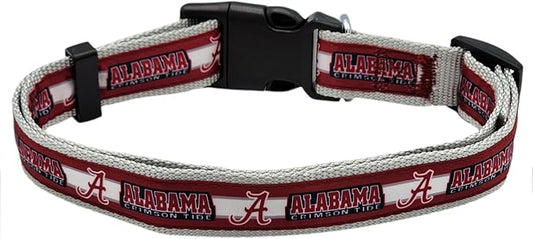 Pets First Collegiate PET Collar New Version Alabama Crimson Tide Dog Collar, Size Medium. Best Sports Team Color for Dogs & Cats. A Shiny & Colorful Dog & Cat Collar Licensed by The NCAA