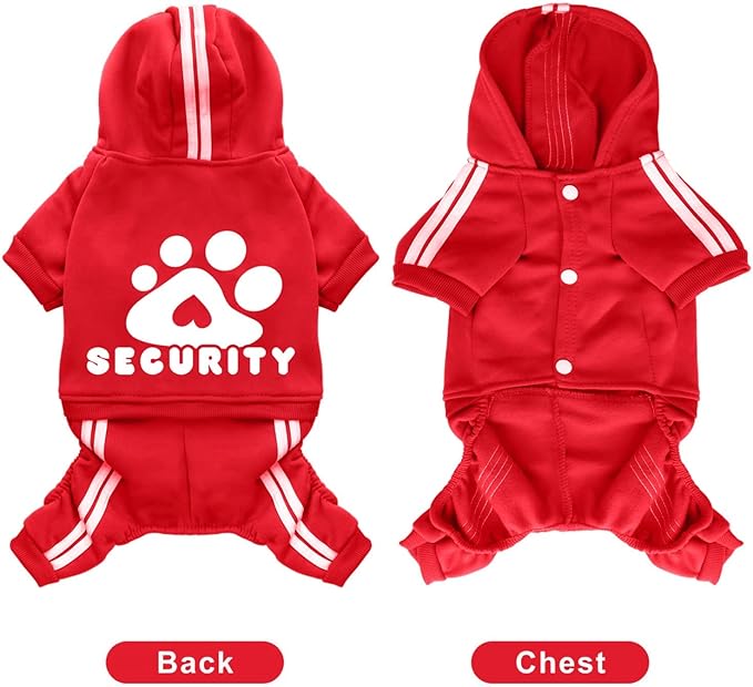 Dog Hoodie Security Clothes 4 Legs Jumpsuit Sweatshirt Hoodies Soft & Warm Dog Outfit Pullover Dog Winter Clothes Sweater for Small Medium Large Dogs Cats (Red, X-Small)
