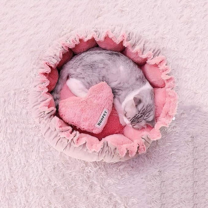Pet beds, Puppy Cat Litter Warm Sleeping Bed Dual-use Flower Shape Pet Bed,2 Sizes(S)
