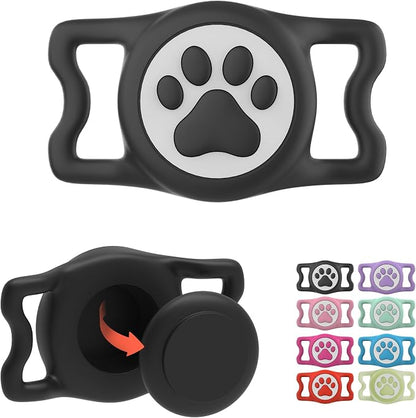 Waterproof Airtag Dog Collar Holder for Apple Air Tag, Silicone Dog Airtag Holder for Dogs & Cat Collars(Black)