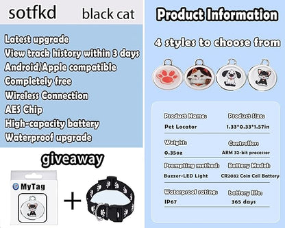 Cat Tracker Collar-Cat GPS Tracker-GPS Tracker for Cats| Dual-System Tracker | Android and iOS Universal | No Monthly Fee | Waterproof | Works with Any Collar