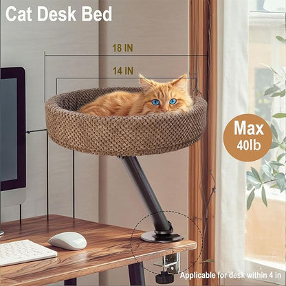 Simcat Modern Desk Cat Bed, Pet Cat Bed for Table Supports Up to 40 lbs, Removable Study Office Game Tables Indoor Cats Desk Beds