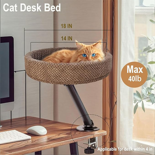 Simcat Modern Desk Cat Bed, Pet Cat Bed for Table Supports Up to 40 lbs, Removable Study Office Game Tables Indoor Cats Desk Beds